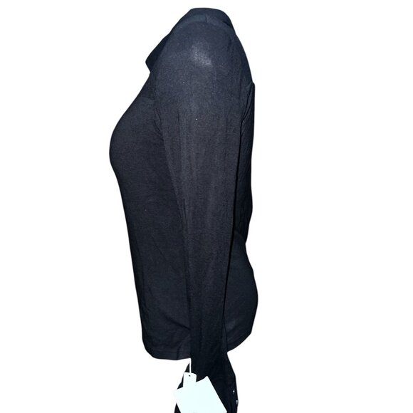 OGL Soft Ribbed Long Sleeve Collared Half Button Cuff Sleeve Blouse Sz XL Womens - Picture 9 of 13